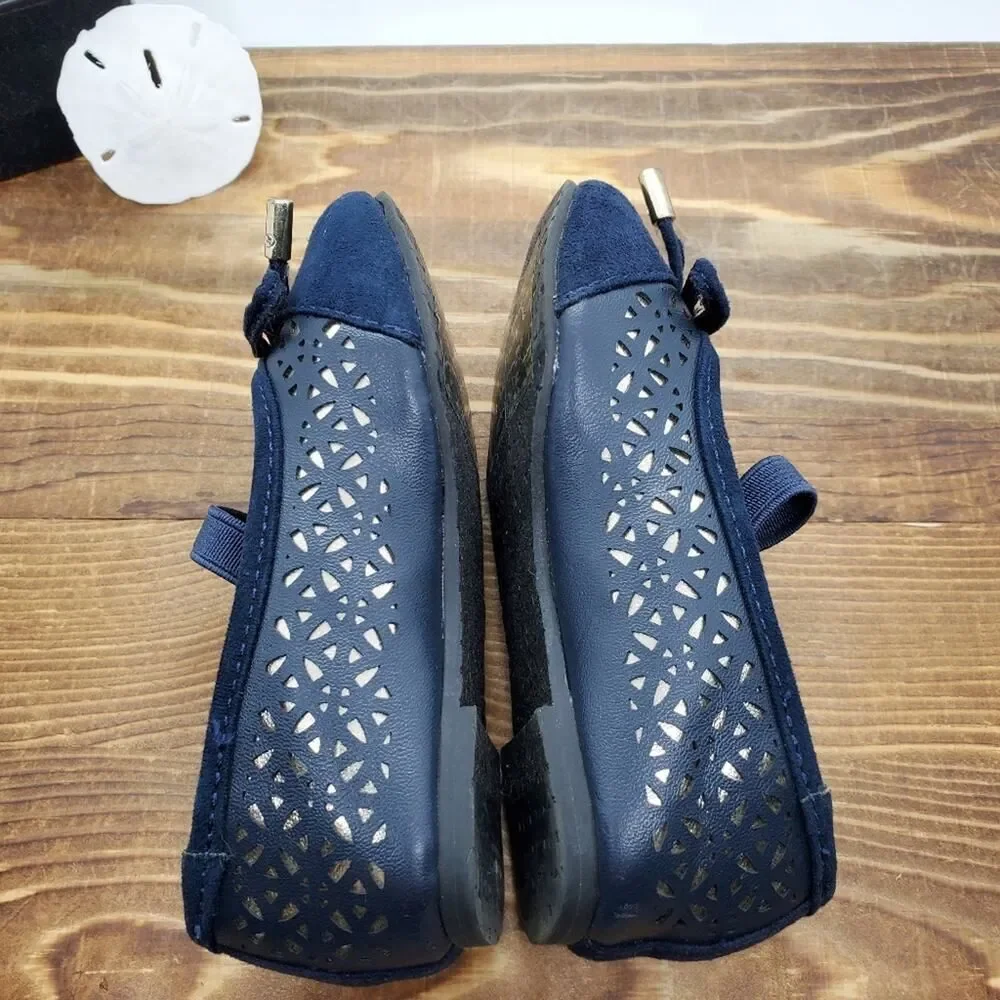 Elie Tahari Sporty Ballet Flats Navy Blue 5Y